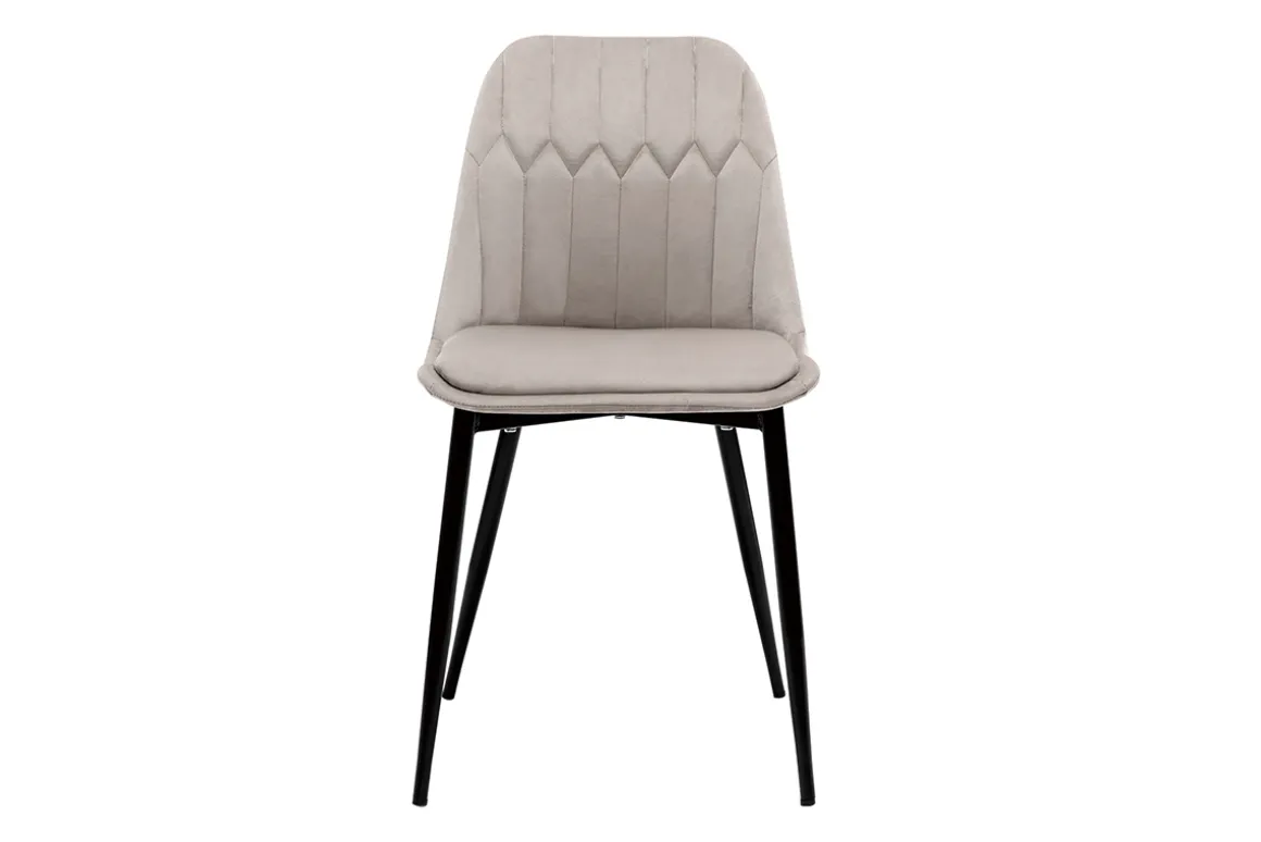 Miliboo Chaise Design-Chaises design en tissu velours taupe et métal noir (lot de 2) FUSE