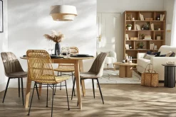 Miliboo Chaise Design-Chaises design en tissu velours taupe et métal noir (lot de 2) FUSE