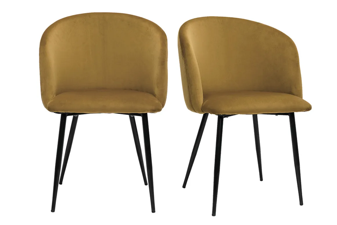 Miliboo Chaise Design-Chaises design en tissu velours bronze et métal noir (lot de 2) VANITY