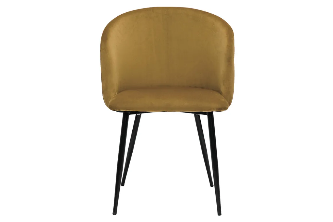 Miliboo Chaise Design-Chaises design en tissu velours bronze et métal noir (lot de 2) VANITY