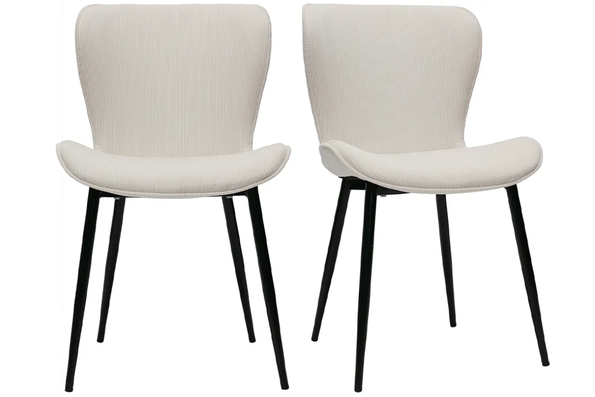 Miliboo Chaise Design-Chaises design en tissu velours côtelé beige et métal noir (lot de 2) ADDICT