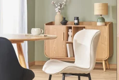 Miliboo Chaise Design-Chaises design en tissu velours côtelé beige et métal noir (lot de 2) ADDICT