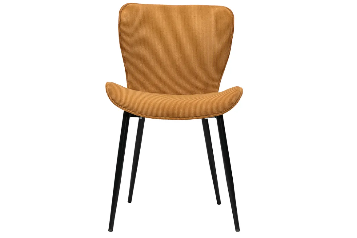 Miliboo Chaise Design-Chaises design en tissu velours côtelé jaune curry et métal noir (lot de 2) ADDICT