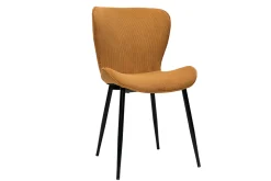Miliboo Chaise Design-Chaises design en tissu velours côtelé jaune curry et métal noir (lot de 2) ADDICT