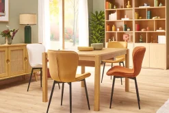 Miliboo Chaise Design-Chaises design en tissu velours côtelé jaune curry et métal noir (lot de 2) ADDICT