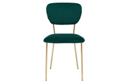 Miliboo Chaise Design-Chaises design en tissu velours gaufré vert foncé et métal doré (lot de 2) LEPIDUS
