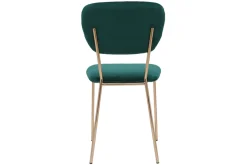 Miliboo Chaise Design-Chaises design en tissu velours gaufré vert foncé et métal doré (lot de 2) LEPIDUS