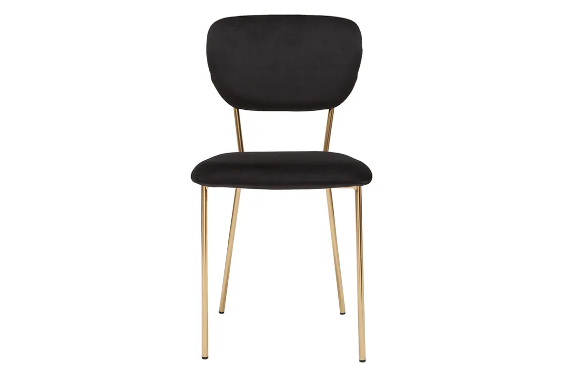 Miliboo Chaise Design-Chaises design en tissu velours noir et métal doré (lot de 2) LEPIDUS