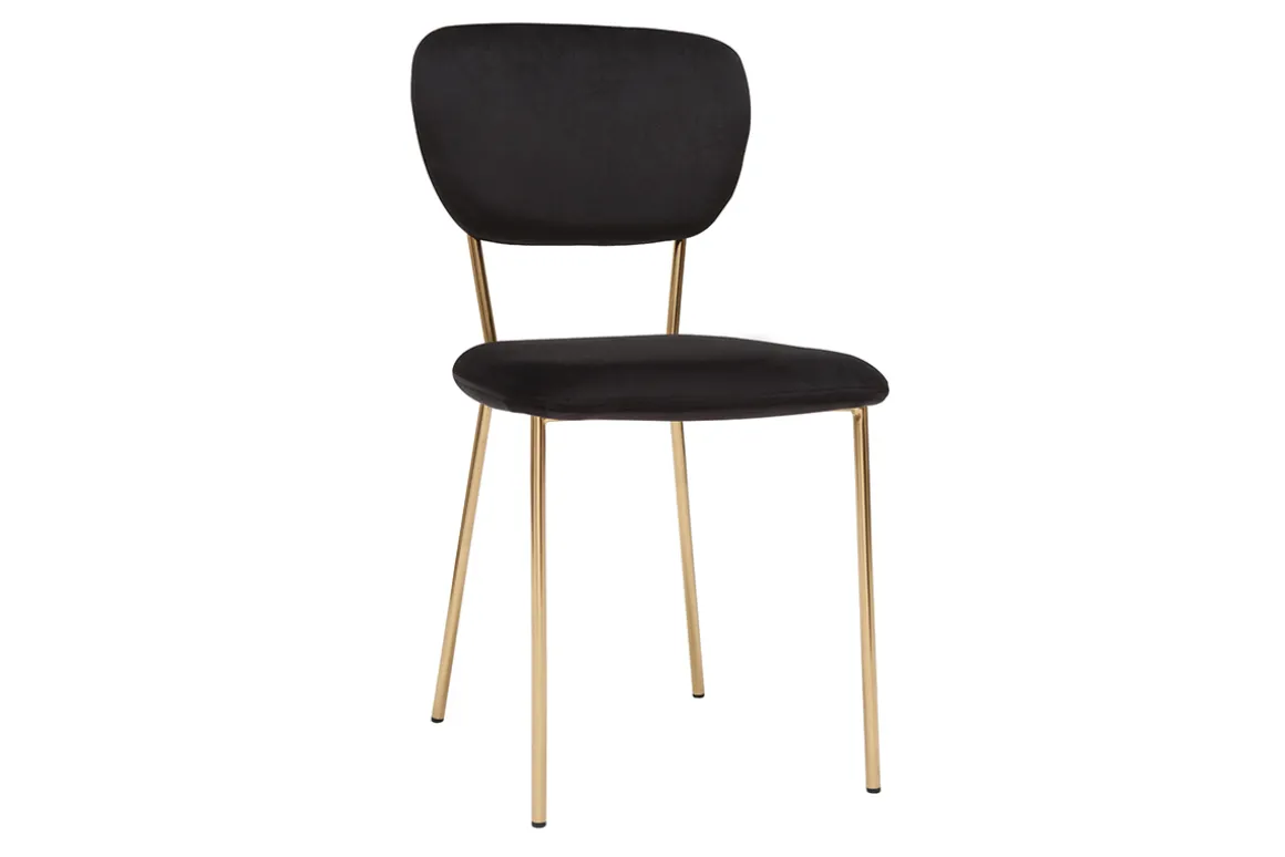 Miliboo Chaise Design-Chaises design en tissu velours noir et métal doré (lot de 2) LEPIDUS