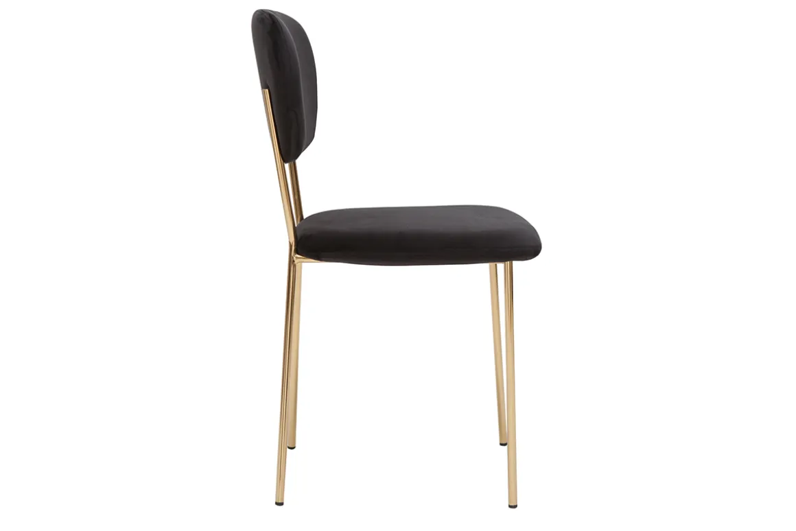 Miliboo Chaise Design-Chaises design en tissu velours noir et métal doré (lot de 2) LEPIDUS