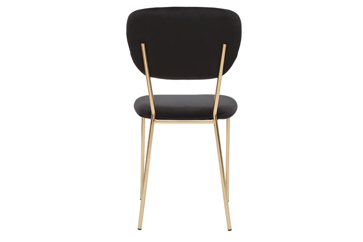 Miliboo Chaise Design-Chaises design en tissu velours noir et métal doré (lot de 2) LEPIDUS