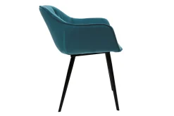 Miliboo Chaise Design-Chaises design en tissu velours bleu pétrole et métal noir (lot de 2) BURTON