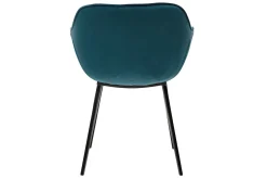 Miliboo Chaise Design-Chaises design en tissu velours bleu pétrole et métal noir (lot de 2) BURTON