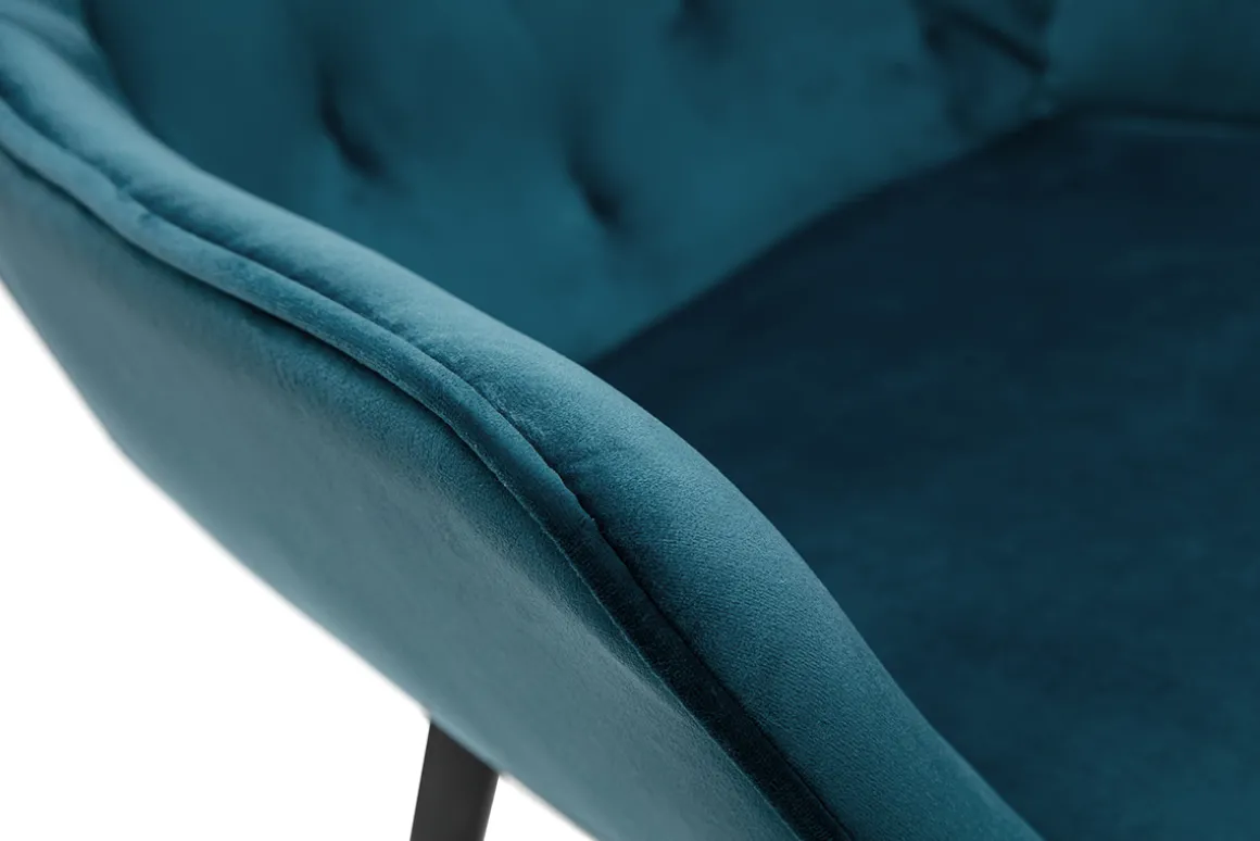 Miliboo Chaise Design-Chaises design en tissu velours bleu pétrole et métal noir (lot de 2) BURTON