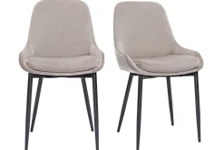 Miliboo Chaise Design-Chaises design en tissu velours taupe et métal noir (lot de 2) HOLO