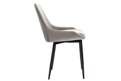 Miliboo Chaise Design-Chaises design en tissu velours taupe et métal noir (lot de 2) HOLO