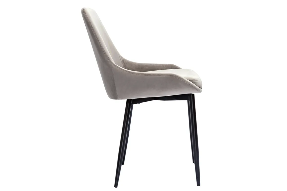 Miliboo Chaise Design-Chaises design en tissu velours taupe et métal noir (lot de 2) HOLO