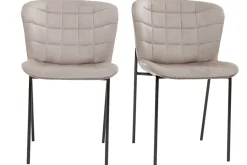Miliboo Chaise Design-Chaises design en tissu velours taupe et métal noir (lot de 2) SAIGA
