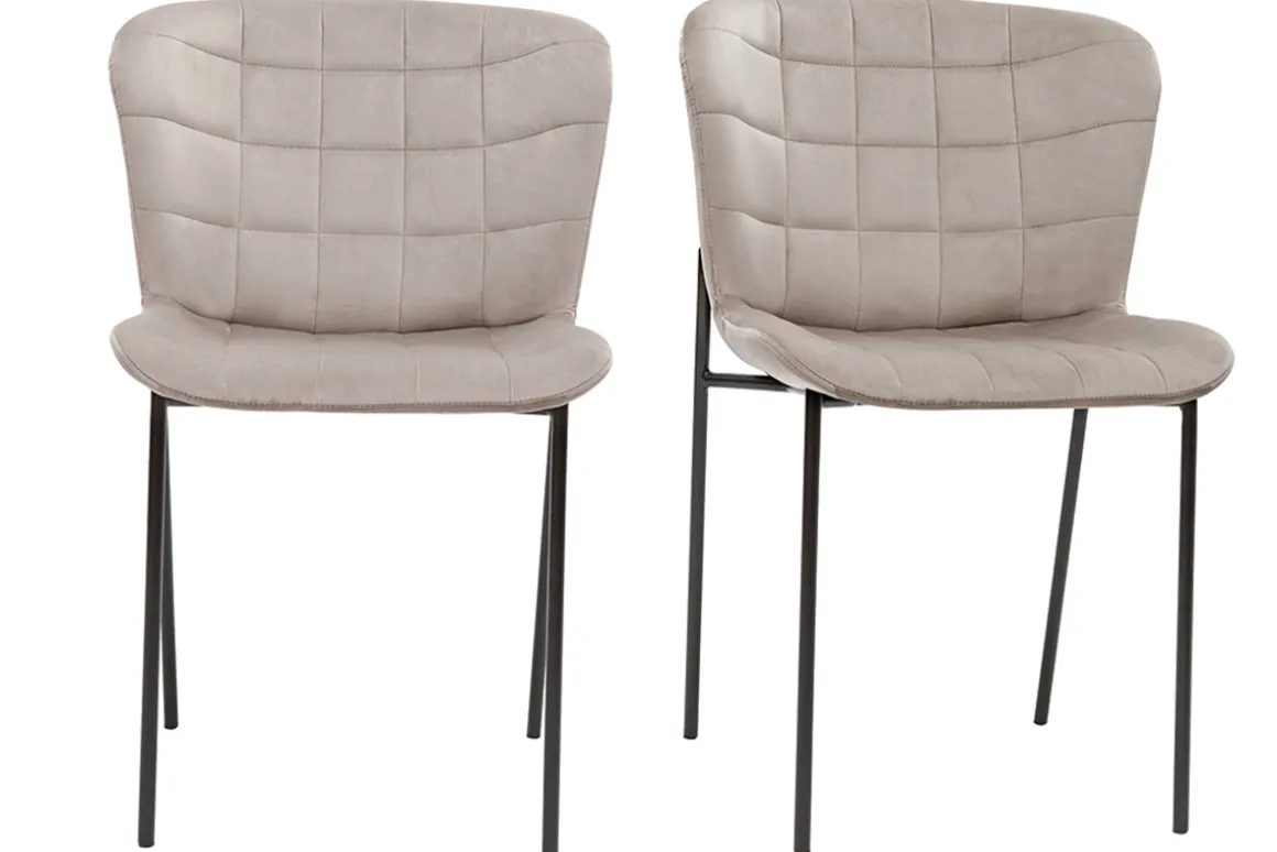 Miliboo Chaise Design-Chaises design en tissu velours taupe et métal noir (lot de 2) SAIGA