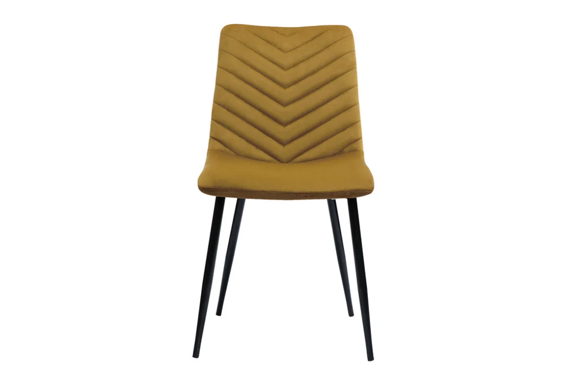 Miliboo Chaise Design-Chaises design en tissu velours bronze et métal noir (lot de 2) PUMPKIN