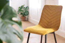 Miliboo Chaise Design-Chaises design en tissu velours bronze et métal noir (lot de 2) PUMPKIN