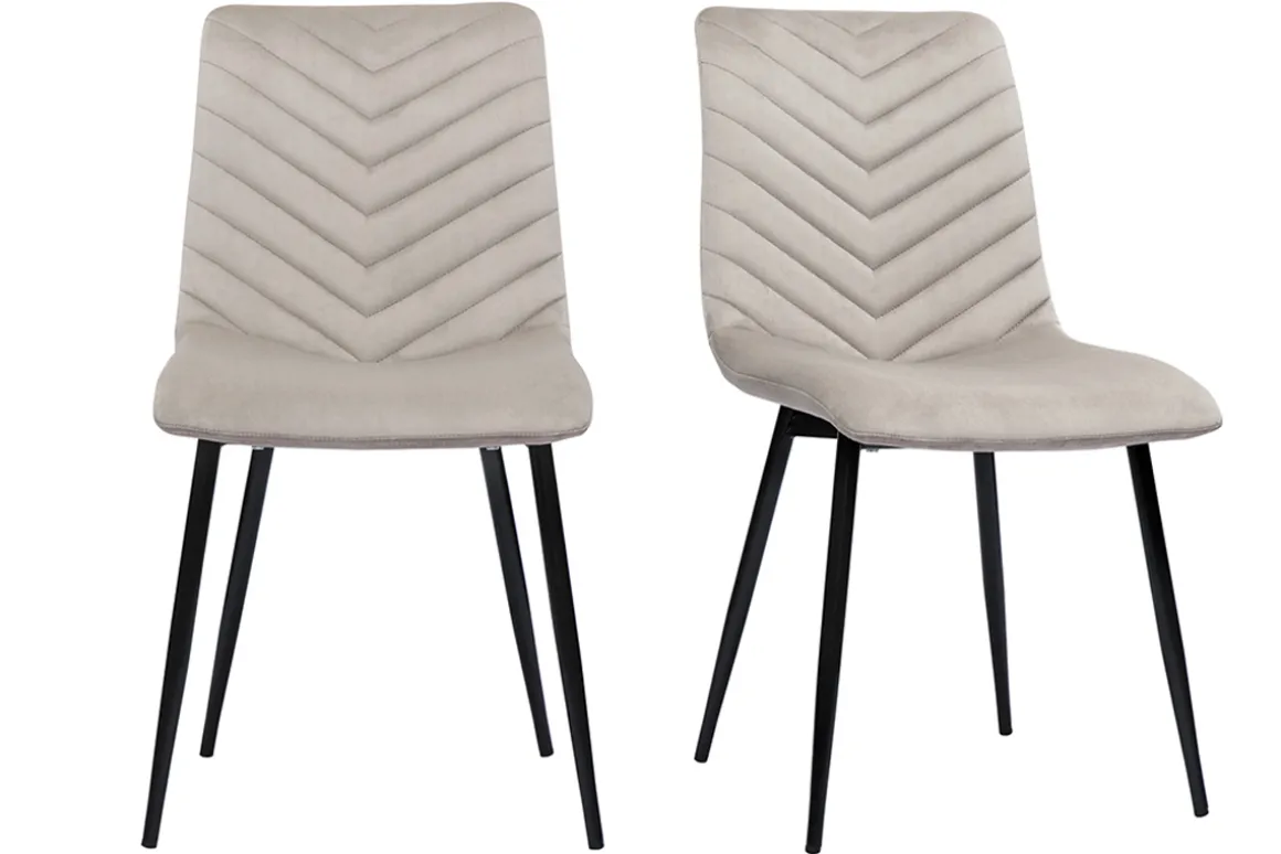 Miliboo Chaise Design-Chaises design en tissu velours taupe et métal noir (lot de 2) PUMPKIN