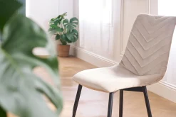 Miliboo Chaise Design-Chaises design en tissu velours taupe et métal noir (lot de 2) PUMPKIN