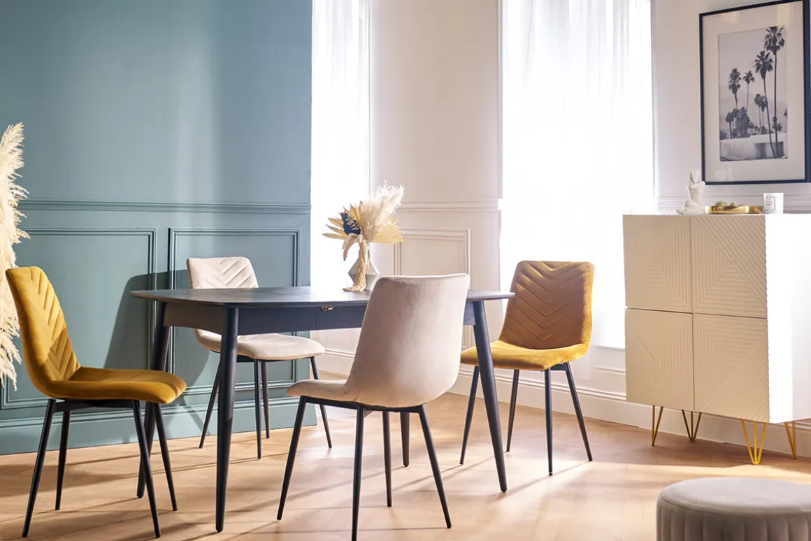 Miliboo Chaise Design-Chaises design en tissu velours taupe et métal noir (lot de 2) PUMPKIN