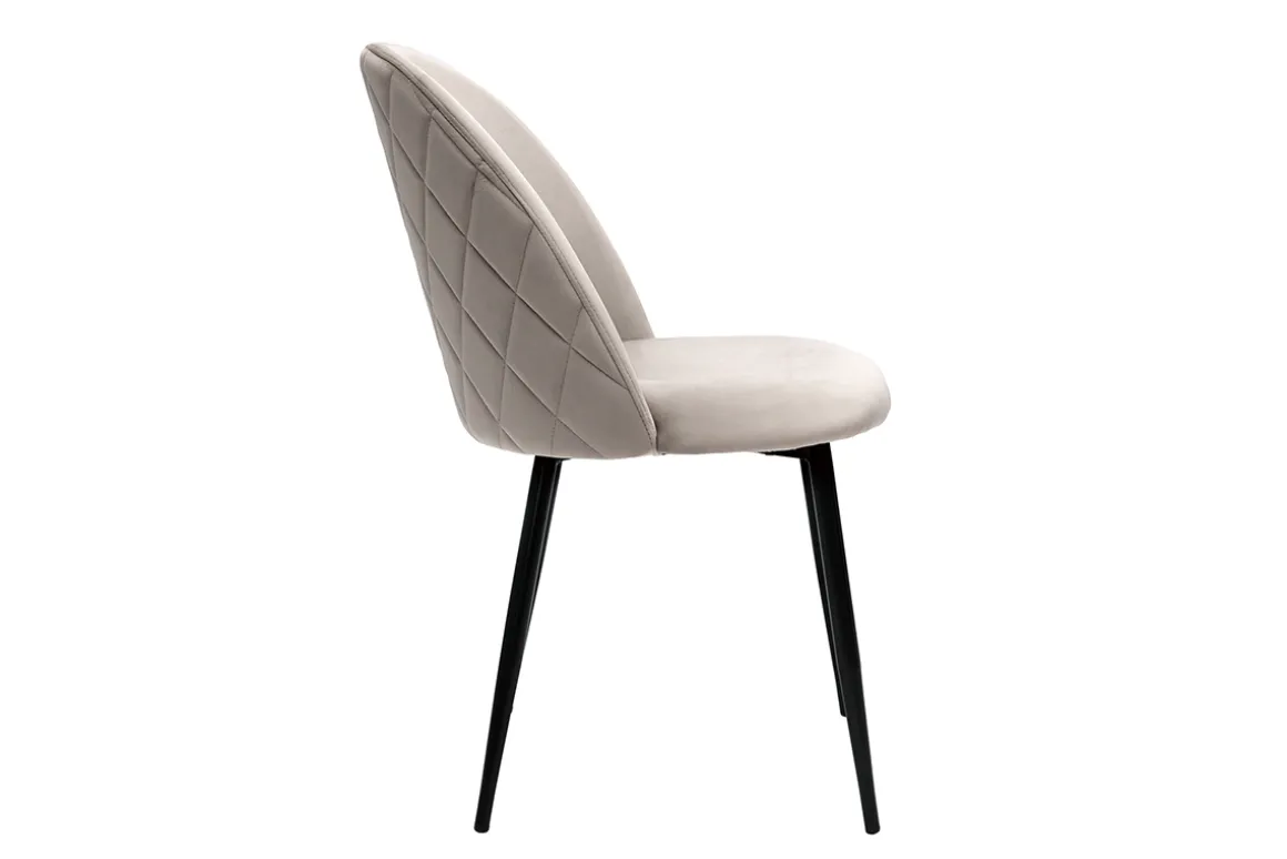 Miliboo Chaise Design-Chaises design en tissu velours taupe et métal noir (lot de 2) JOVI