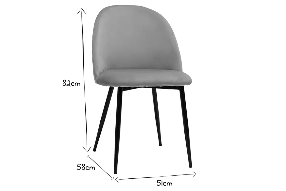 Miliboo Chaise Design-Chaises design en tissu velours taupe et métal noir (lot de 2) JOVI
