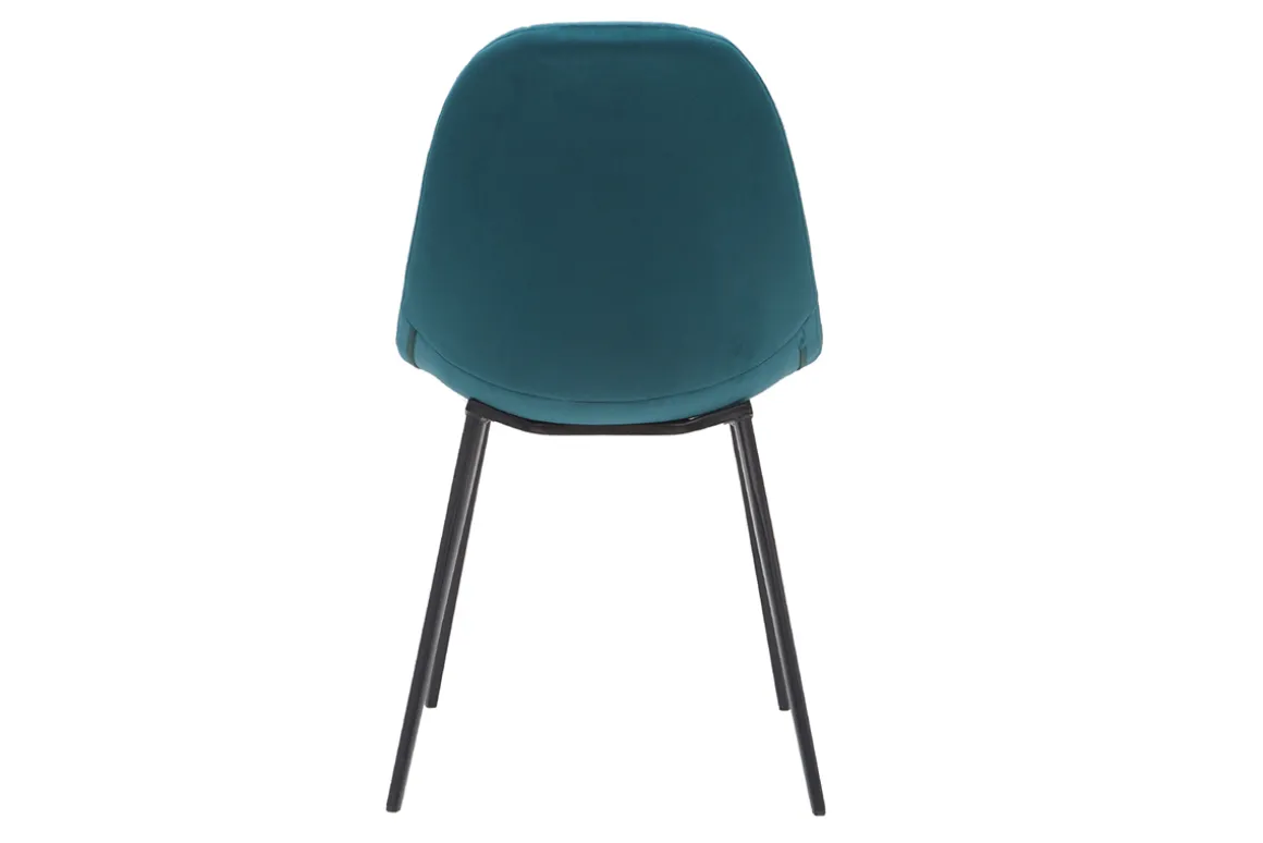 Miliboo Chaise Design-Chaises design en tissu velours bleu pétrole et métal noir (lot de 2) COX