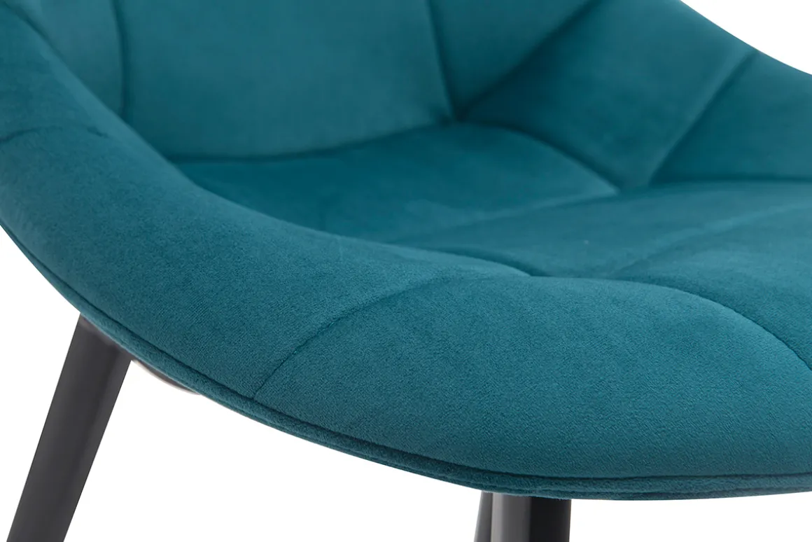 Miliboo Chaise Design-Chaises design en tissu velours bleu pétrole et métal noir (lot de 2) COX