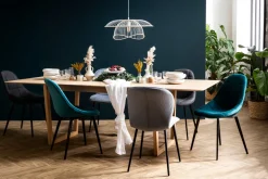 Miliboo Chaise Design-Chaises design en tissu velours bleu pétrole et métal noir (lot de 2) COX