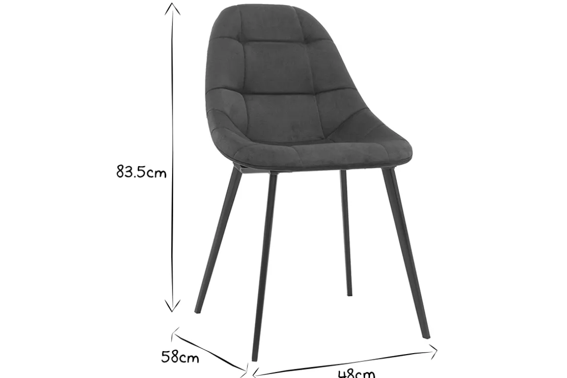 Miliboo Chaise Design-Chaises design en tissu velours bleu pétrole et métal noir (lot de 2) COX