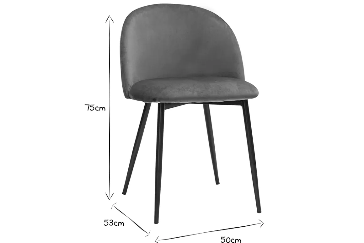 Miliboo Chaise Design-Chaises design en tissu velours rouge tomette et métal noir (lot de 2) CELESTE