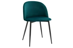 Miliboo Chaise Design-Chaises design en tissu velours bleu pétrole et métal noir (lot de 2) CELESTE