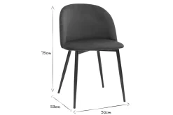 Miliboo Chaise Design-Chaises design en tissu velours bleu pétrole et métal noir (lot de 2) CELESTE