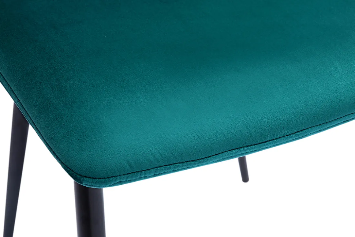 Miliboo Chaise Design-Chaises design en tissu velours bleu pétrole et métal noir (lot de 2) PUMPKIN