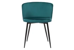 Miliboo Chaise Design-Chaises design en tissu velours bleu pétrole et métal noir (lot de 2) SERIF