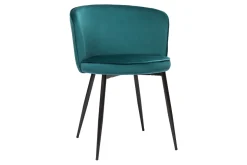Miliboo Chaise Design-Chaises design en tissu velours bleu pétrole et métal noir (lot de 2) SERIF