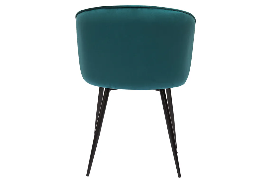 Miliboo Chaise Design-Chaises design en tissu velours bleu pétrole et métal noir (lot de 2) SERIF
