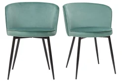 Miliboo Chaise Design-Chaises design en tissu velours céladon et métal noir (lot de 2) SERIF