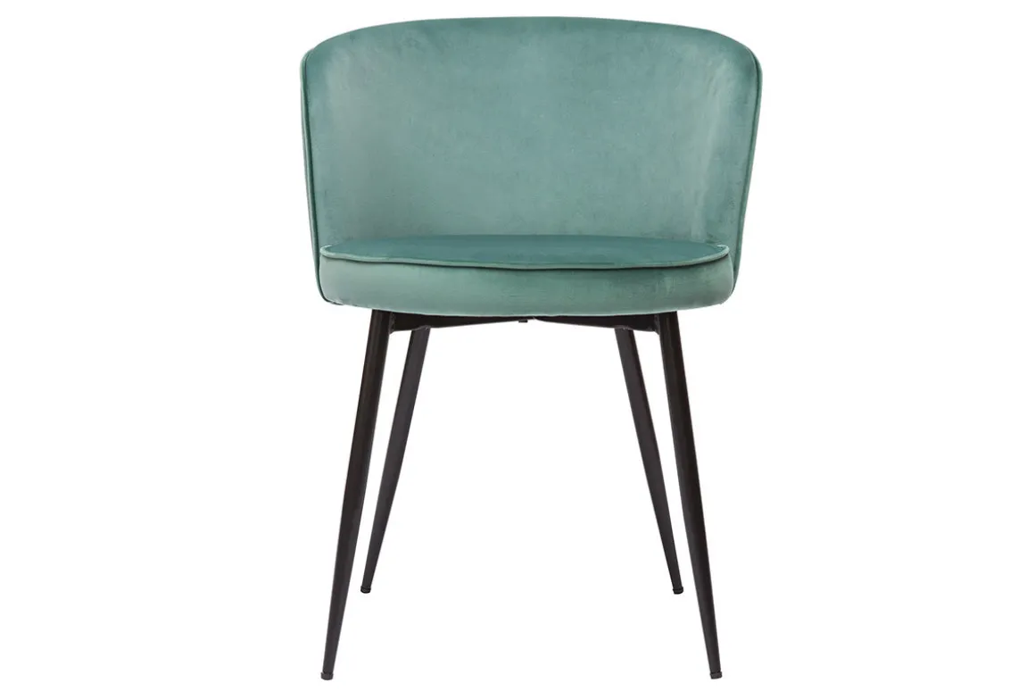 Miliboo Chaise Design-Chaises design en tissu velours céladon et métal noir (lot de 2) SERIF