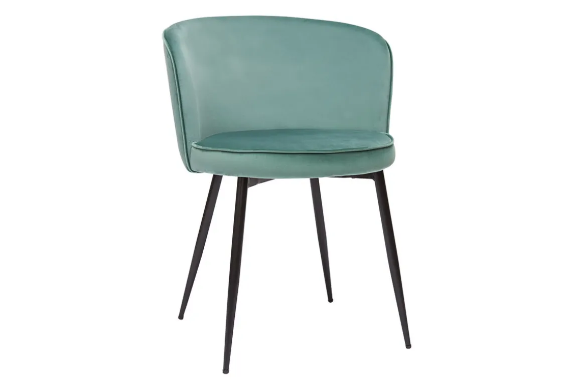 Miliboo Chaise Design-Chaises design en tissu velours céladon et métal noir (lot de 2) SERIF