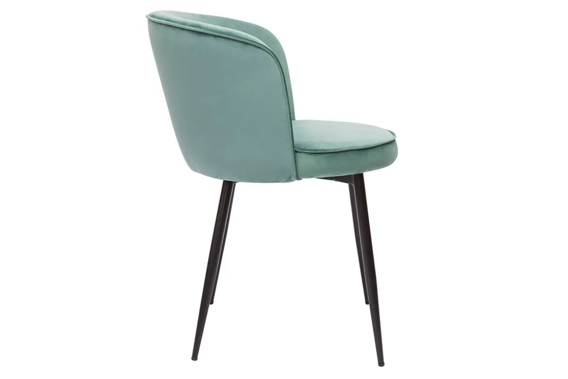 Miliboo Chaise Design-Chaises design en tissu velours céladon et métal noir (lot de 2) SERIF