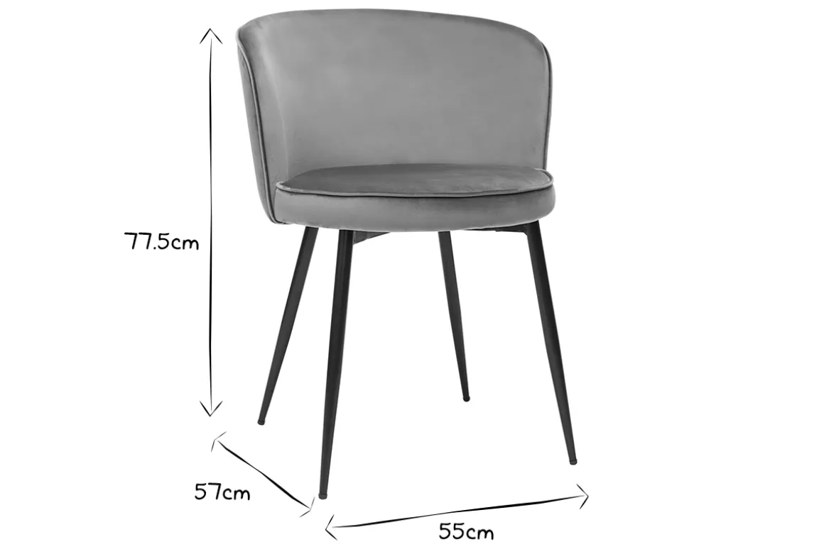 Miliboo Chaise Design-Chaises design en tissu velours céladon et métal noir (lot de 2) SERIF