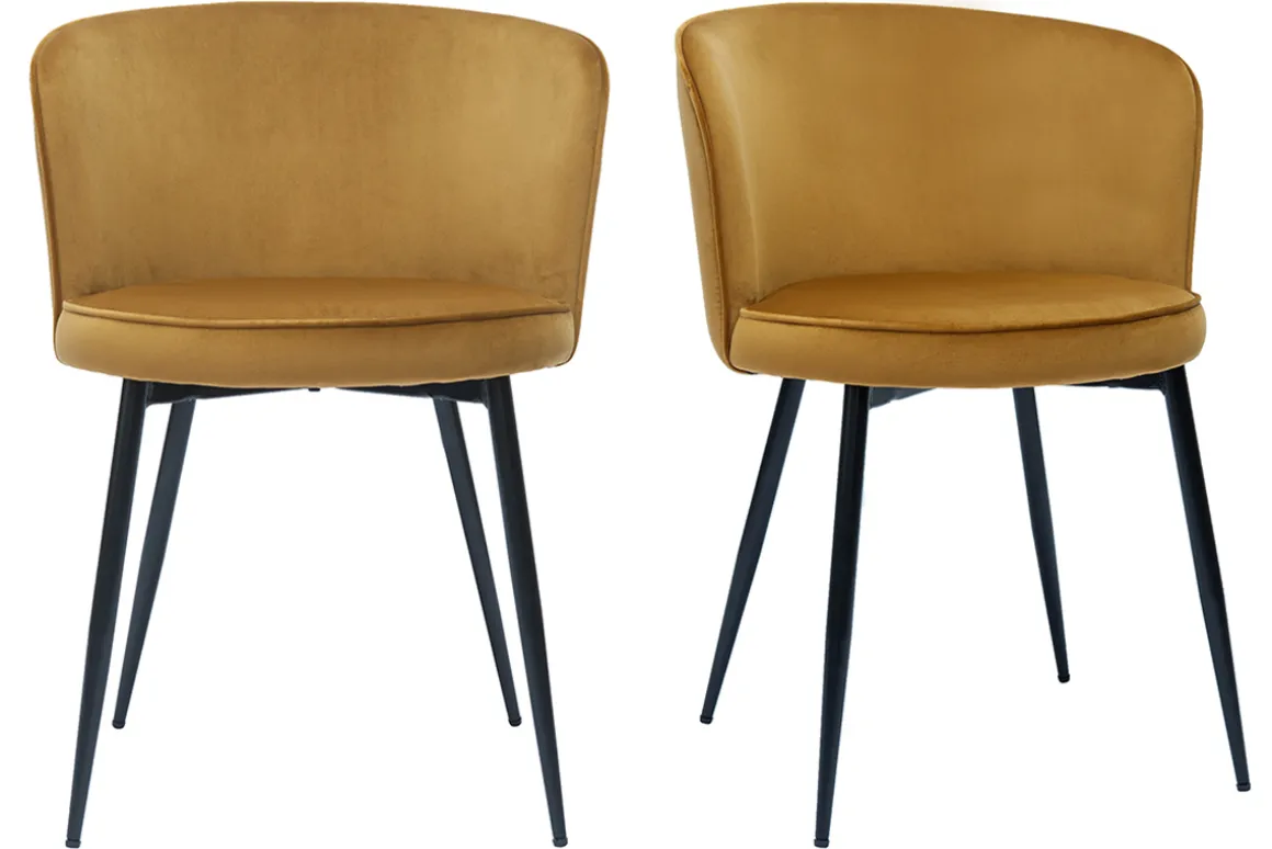 Miliboo Chaise Design-Chaises design en tissu velours bronze et métal noir (lot de 2) SERIF
