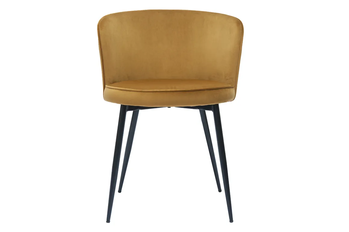 Miliboo Chaise Design-Chaises design en tissu velours bronze et métal noir (lot de 2) SERIF