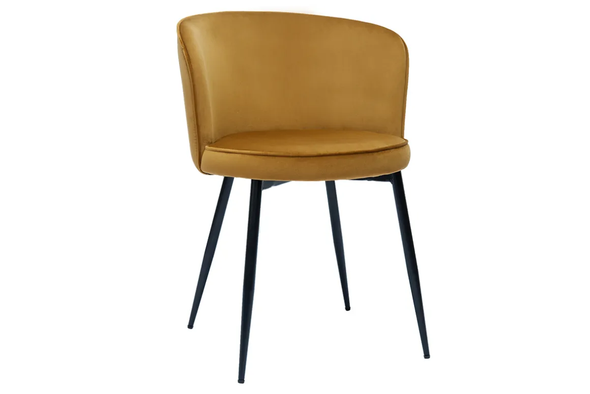 Miliboo Chaise Design-Chaises design en tissu velours bronze et métal noir (lot de 2) SERIF