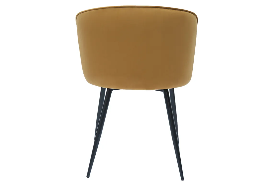 Miliboo Chaise Design-Chaises design en tissu velours bronze et métal noir (lot de 2) SERIF